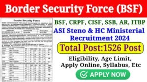 BSF HC Ministerial and ASI Steno Online Form 2024, Download Notification & Check All Details