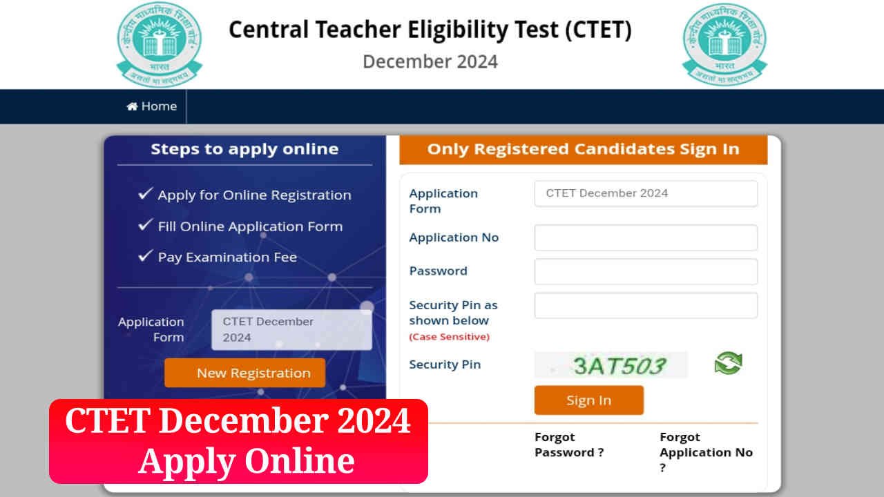 CTET Application Form 2024 Out, Apply Online for CTET December Exam 2024, Check Exam Date, Eligibility & Syllabus