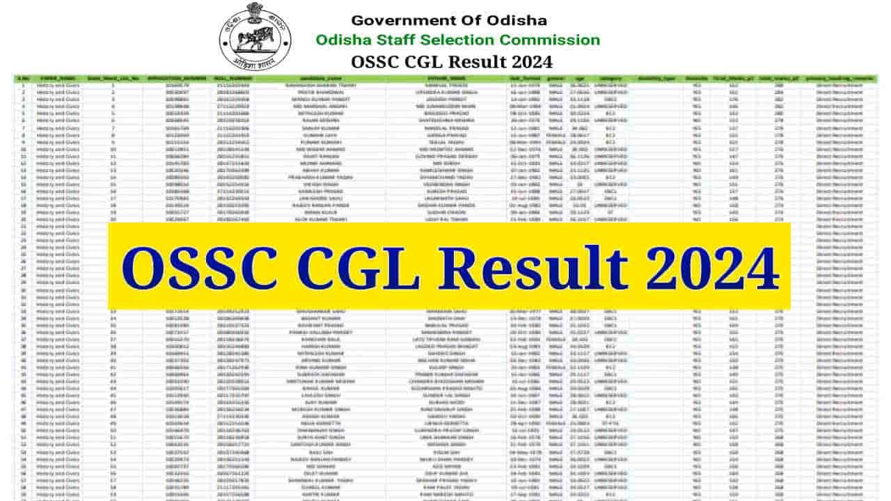 OSSC CGL Result 2024, Check Prelims Cut Off, Merit List, Result PDF @ossc.gov.in