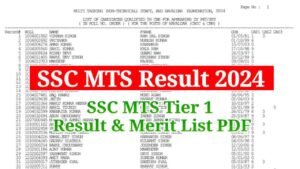 SSC MTS Result 2024, Tier 1 Merit List PDF and Result Link, Cut Off Marks