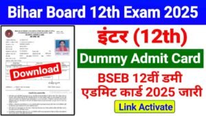 Bihar Board 12th Dummy Admit Card 2025 Out, Download BSEB Inter Dummy Admit Card (Link Activate)