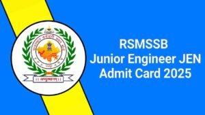 RSMSSB Junior Engineer JEN Admit Card 2025, Steps to Download Hall Ticket