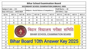 Bihar Board 10th Answer Key 2025 Out, Download Subject Wise Answer Key