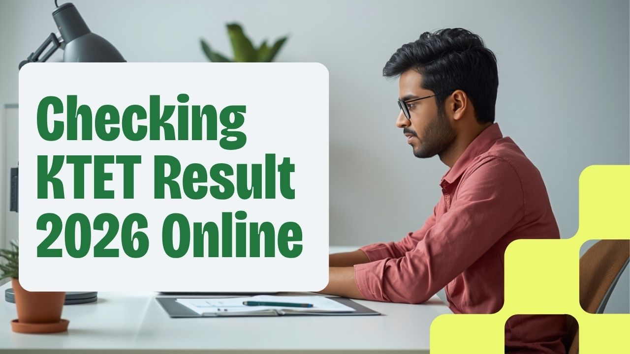 Indian candidate checking KTET Result 2026 online on laptop and downloading scorecard.